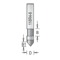 Dimar 118R4-6X Series Flush Trimming Bits With Boring Point, Solid Carbide - CNC Router Store