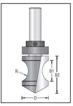 Dimar 129RX8-28 Series Bull Nose Bit with Centre Ball Bearing CNC Router Bit - Plunge Type, 2 Flutes - CNC Router Store