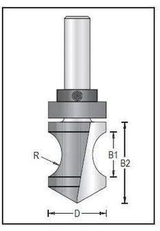 Dimar 129RX8-28 Series Bull Nose Bit with Centre Ball Bearing CNC Router Bit - Plunge Type, 2 Flutes - CNC Router Store