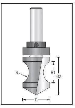 Dimar 129RX8-28 Series Bull Nose Bit with Centre Ball Bearing CNC Router Bit - Plunge Type, 2 Flutes - CNC Router Store