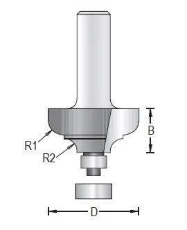 Dimar 135RXX-XX Series Ogee Fillet Bits with Ball Bearing Guide, 2 Flutes
