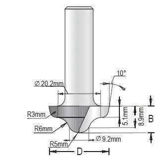 Dimar 137RX-XX Series Ogee Bits-Plunge Type, 2 Flutes